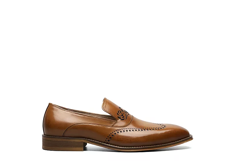 Stacy Adams Mens Pryce Wingtip Perf Slip On Oxford - Cognac 2 Stacy Adams Mens Pryce Wingtip Perf Slip On Oxford - Cognac - Image 2