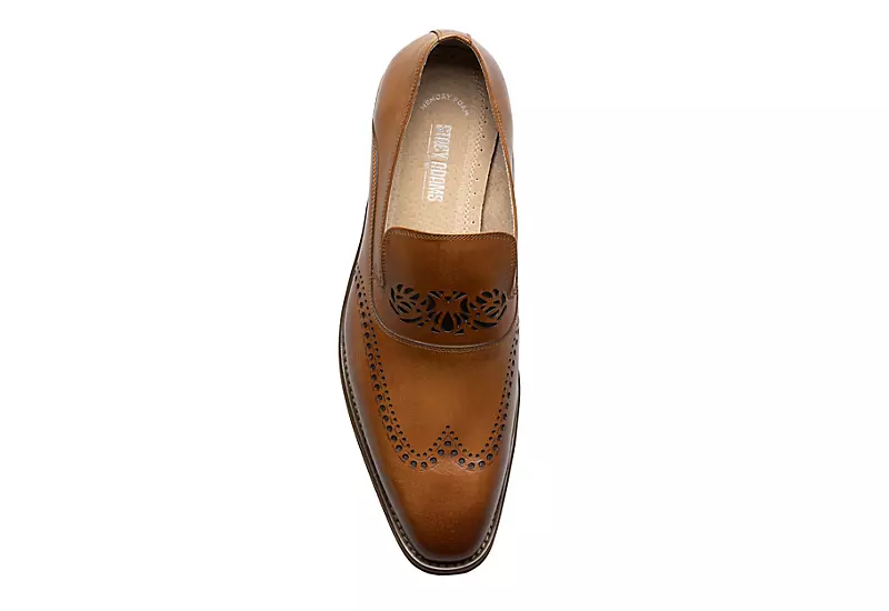 Stacy Adams Mens Pryce Wingtip Perf Slip On Oxford - Cognac 6 Stacy Adams Mens Pryce Wingtip Perf Slip On Oxford - Cognac - Image 6