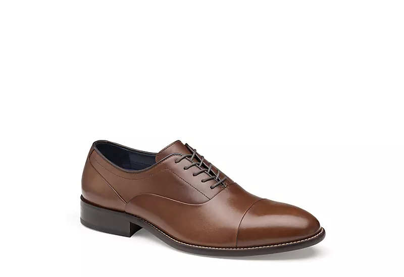 Johnston & Murphy Mens Stockton Cap Toe Oxford - Dark Tan 1 Johnston & Murphy Mens Stockton Cap Toe Oxford - Dark Tan